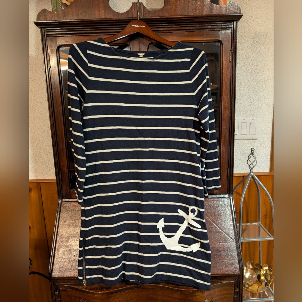 J. Crew Navy and Cream Striped Top